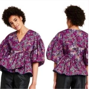 Kika Vargas x Target Wrap Scallop Edge Top - L